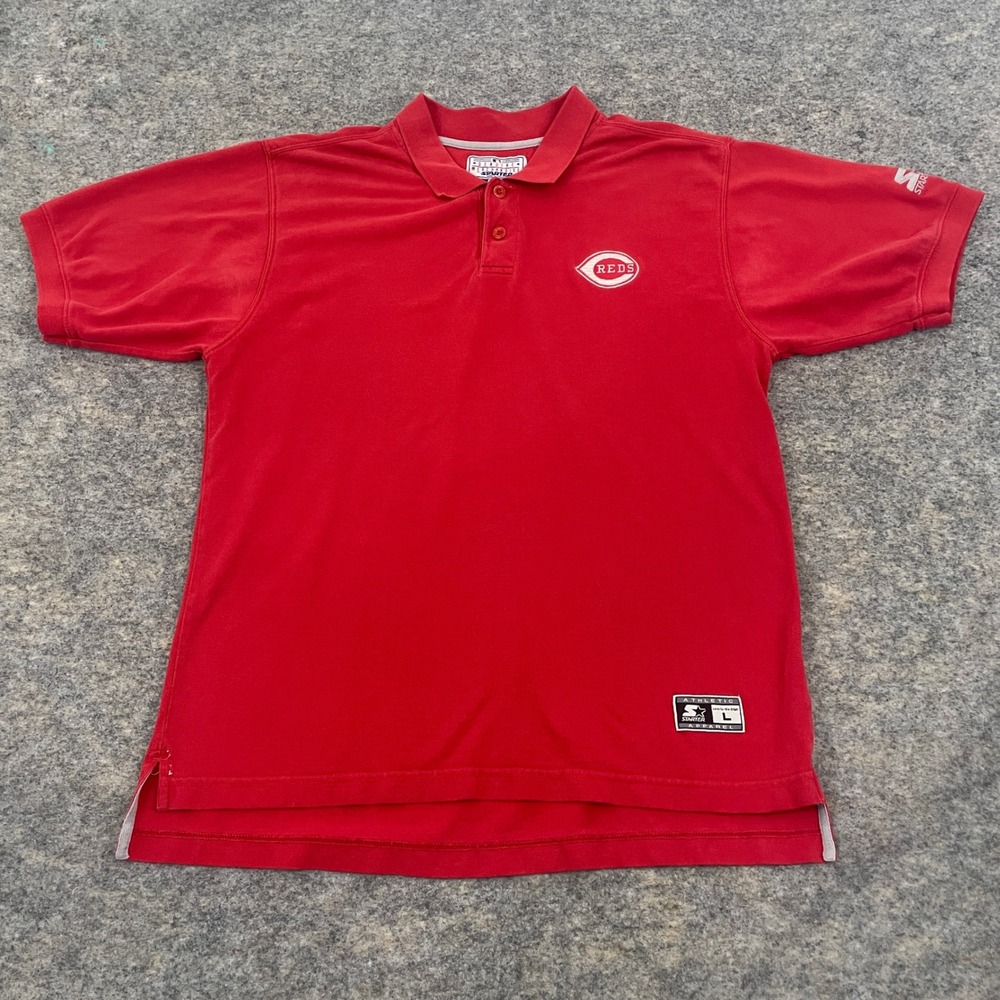 VTG Starter Cincinnati Reds Polo Shirt Men's Large Red MLB Genuine Merchandise